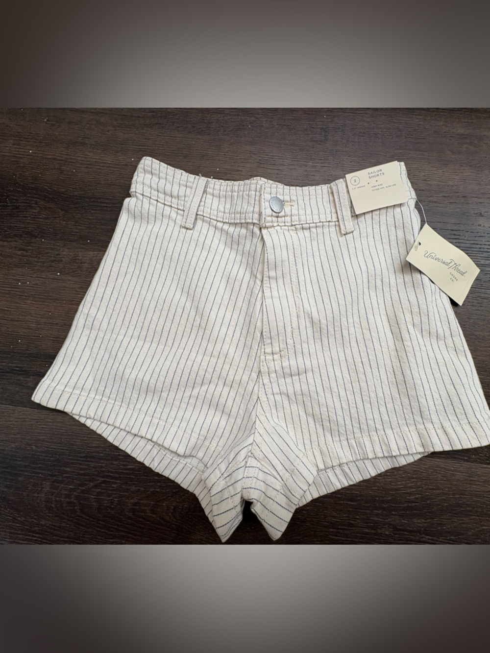 Universal Thread Cream Pinstripe High-Rise Jean Shorts